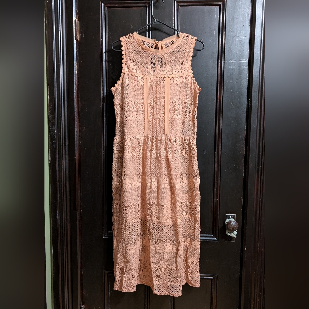 Xhilaration Pink Lace Dress with Slip Large